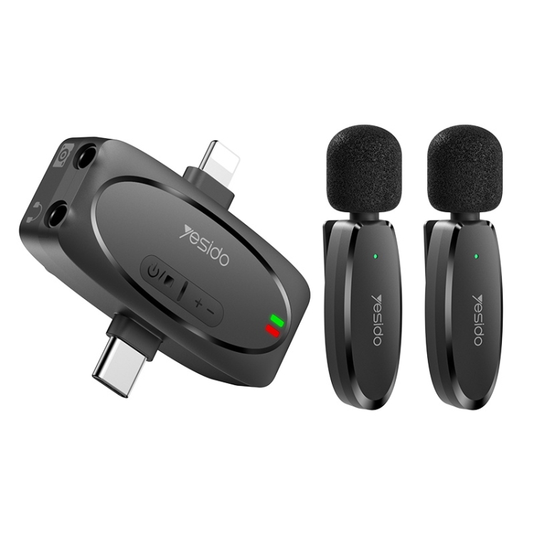 میکروفون یقه ای دوکاربره با سوکت لایتنینگ و تایپسی و جک 3.5mm یسیدو YESIDO KR15