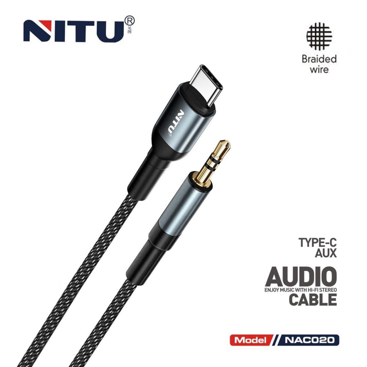 کابل Aux تایپ سی نیتو NITU NAC020 طول 1متر