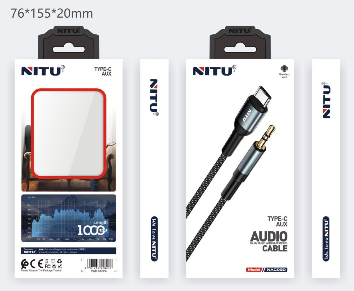 کابل Aux تایپ سی نیتو NITU NAC020 طول 1متر