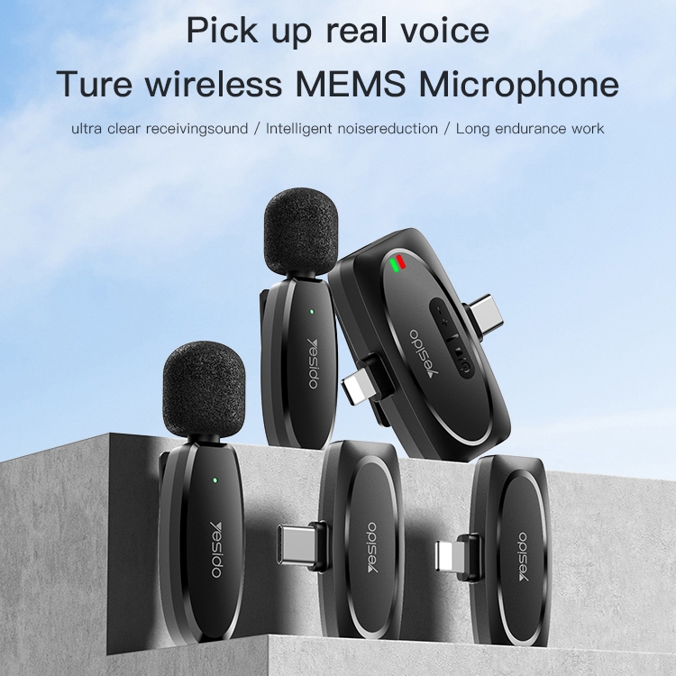 میکروفون یقه ای دوکاربره با سوکت لایتنینگ و تایپسی و جک 3.5mm یسیدو YESIDO KR15