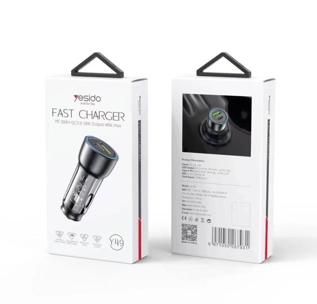 شارژر فندكي 30واتی یسیدو yesido y49