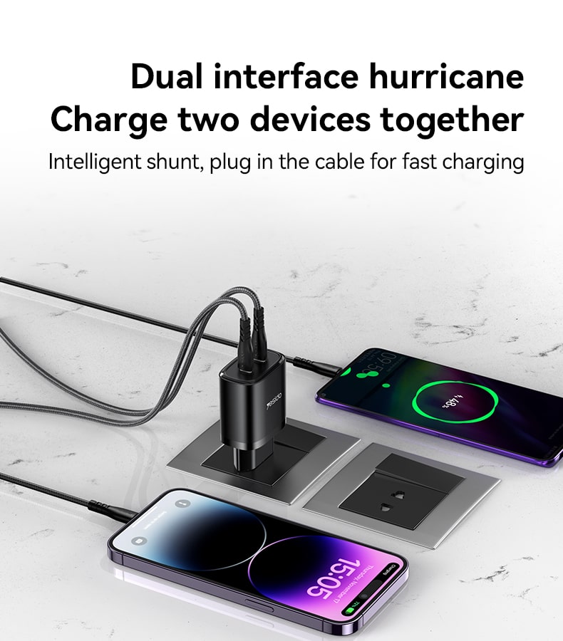 شارژر دیواری 20واتی با کابل تایپ سی به لایتنینگ یسیدو YESIDO YC54