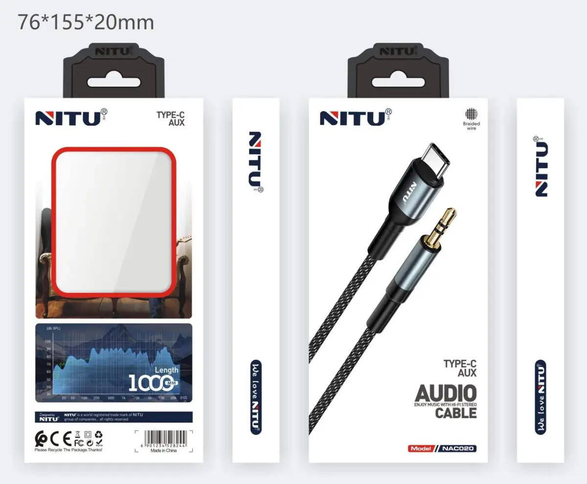 کابل Aux تایپ سی نیتو NITU NAC020 طول 1متر