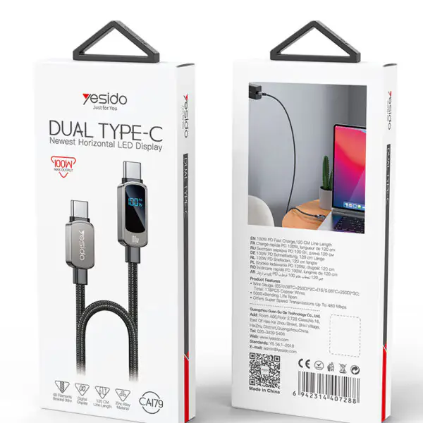 کابل تایپسی به تایپسی 1.2متری 100واتی یسیدو YESIDO CA179